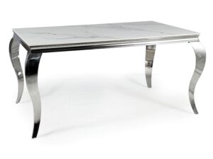 Stół Prince biały/chrom 150x90cm glamour
